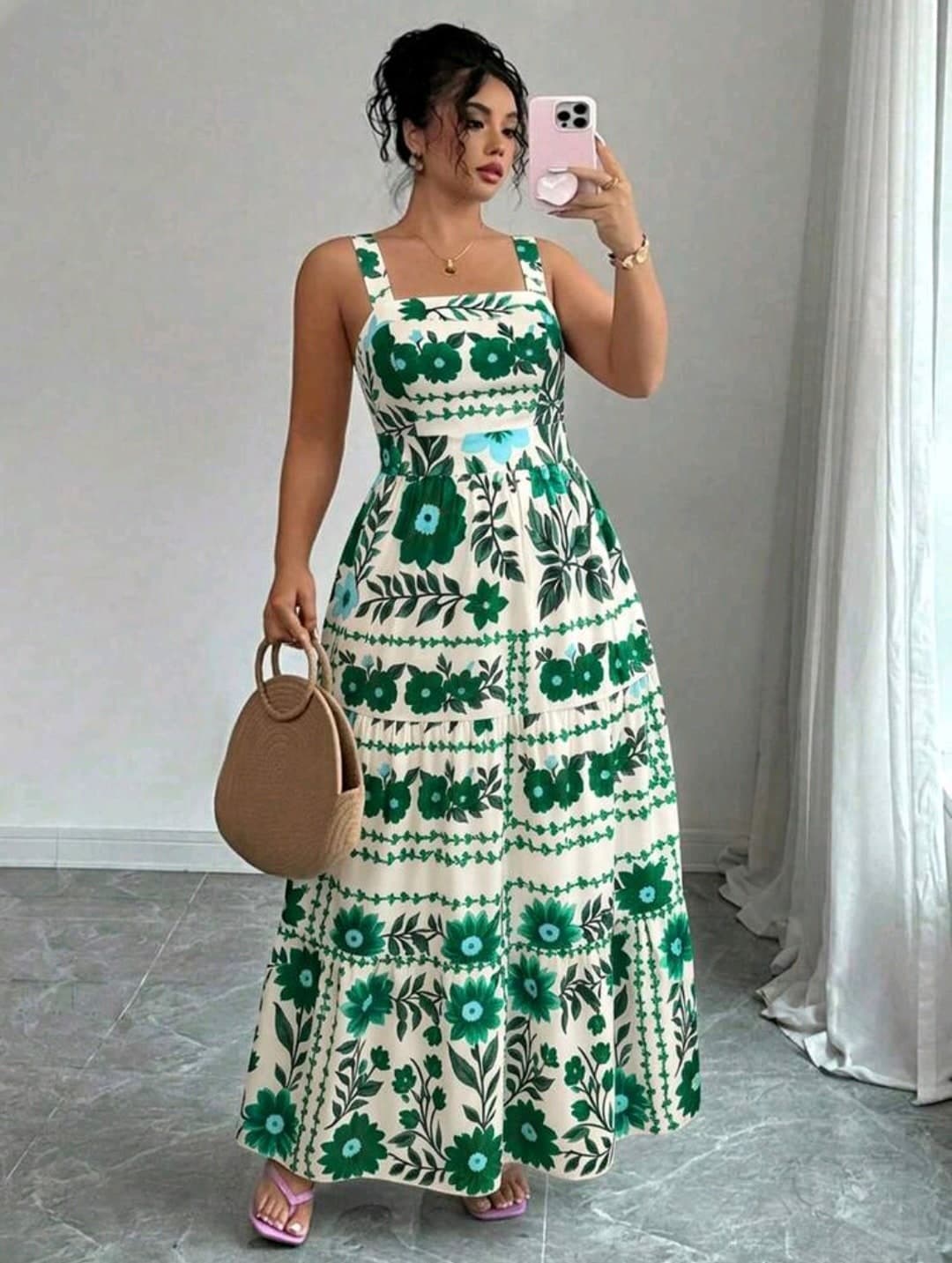 Green Floral Maxi Dress