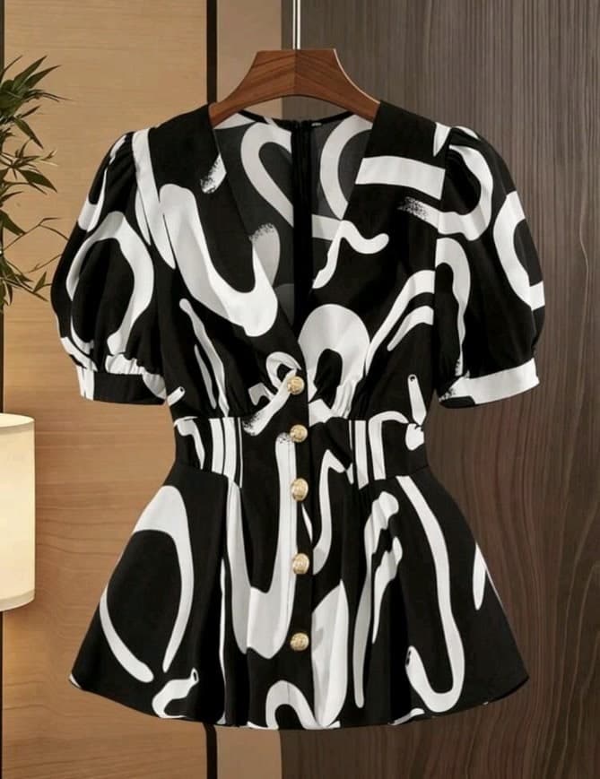 Black and White Blouse