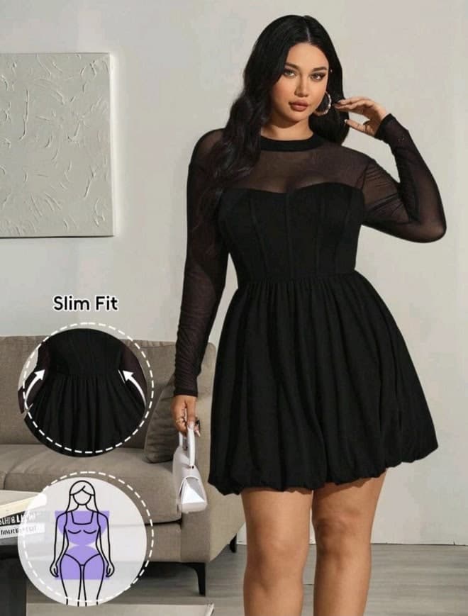 Little Black Dress with Mesh Sleeves
